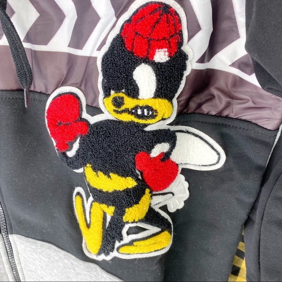 Reason Clothing Mash Up Hoodie Zip Jacket L Bees - Picture 3 of 8